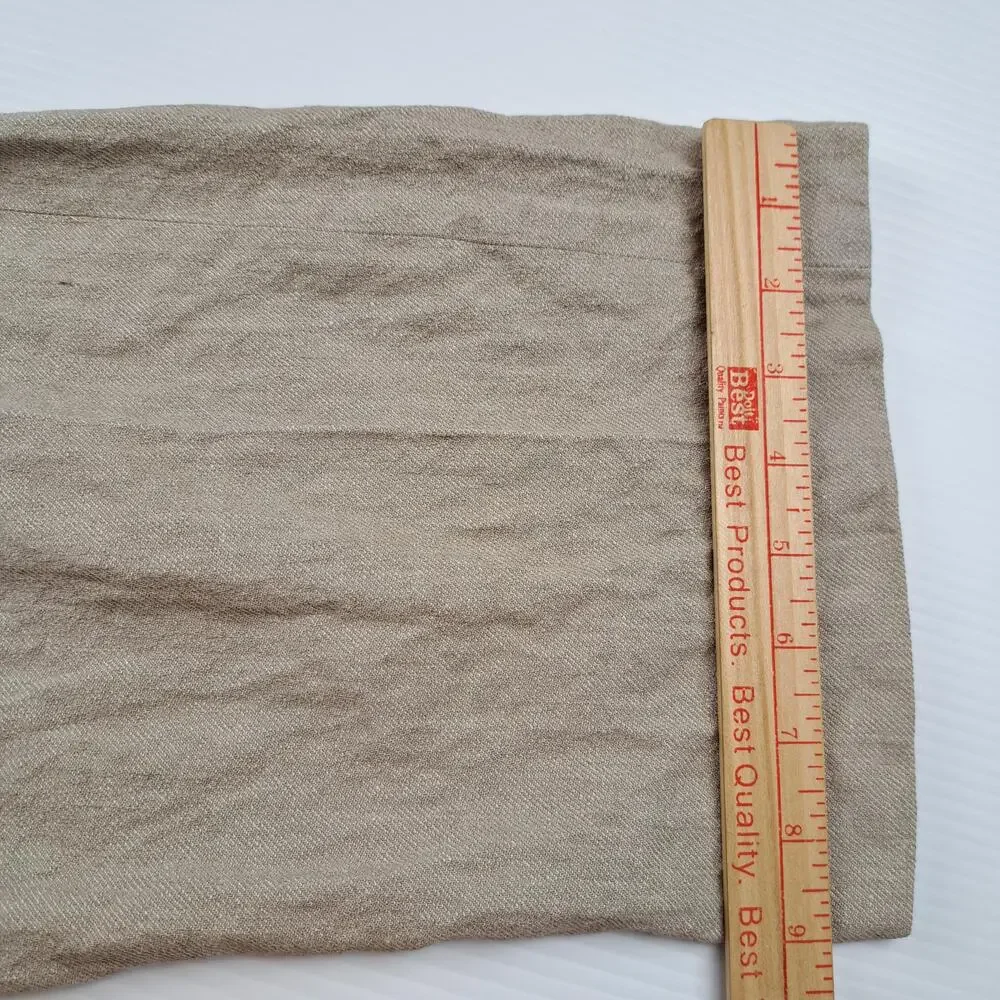 Aritzia Pants Womens 8 Beige Linen Wide Leg Pleated Dress Trousers Career Office